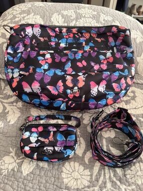 LUG Scuffle Pleated Crossbody in Watercolor Butterflies NWOTNon-Smoking/Pet-Free